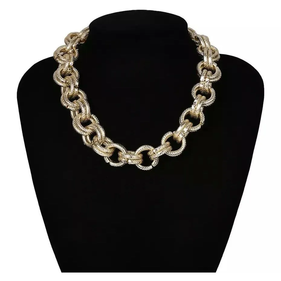 Malia Double Chain Choker Necklace & Bracelet Set