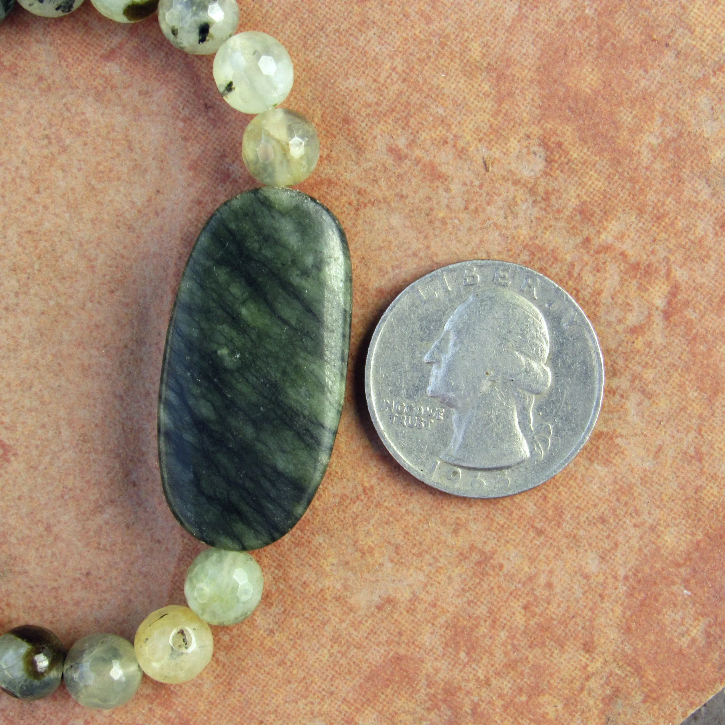 Men’s Kambaba Jasper Gemstone and Prehnite stretch Bracelet