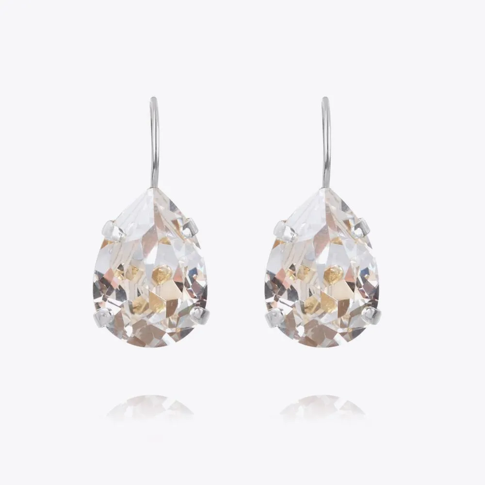 Mini Drop Clasp Earrings / Crystal