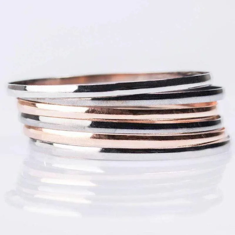 Mixed Emotions Multi-Metal Bangle Bracelets