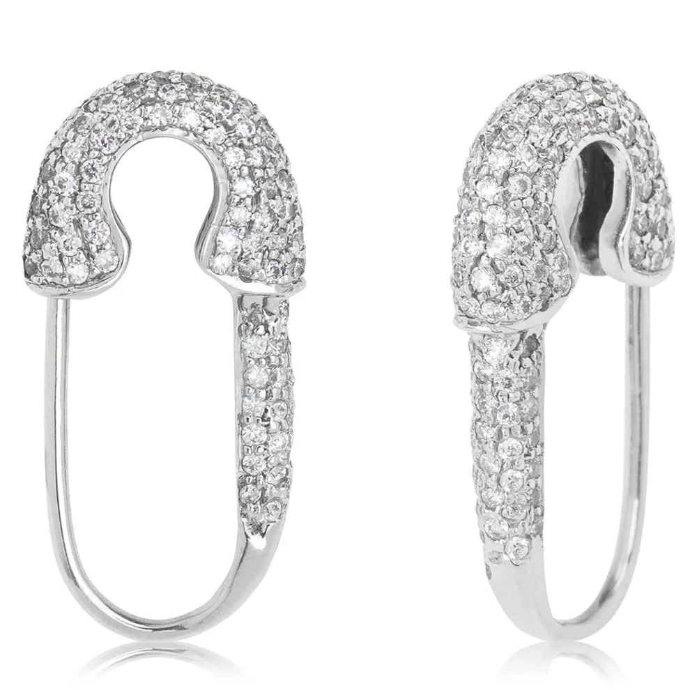 New Diamond Joint Safety Pin  White Gold