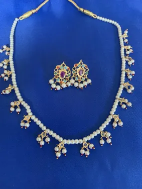 Nischala necklace with navratan tops (READY TO SHIP  )