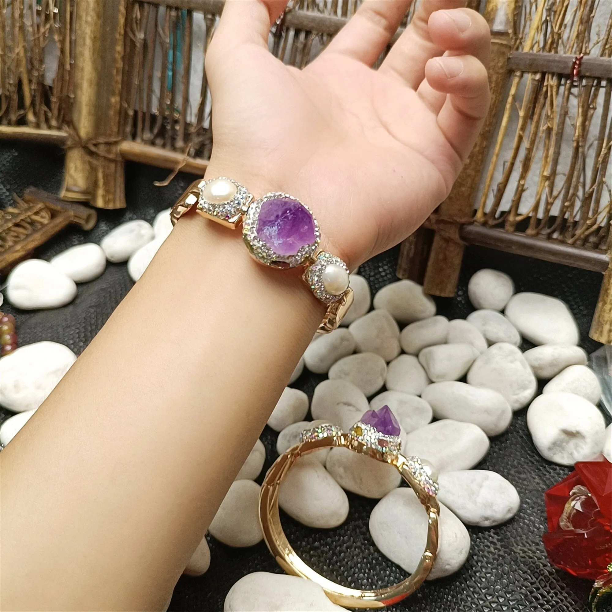 Noble Light Luxury Niche Temperament Amethyst Pearl Bracelet