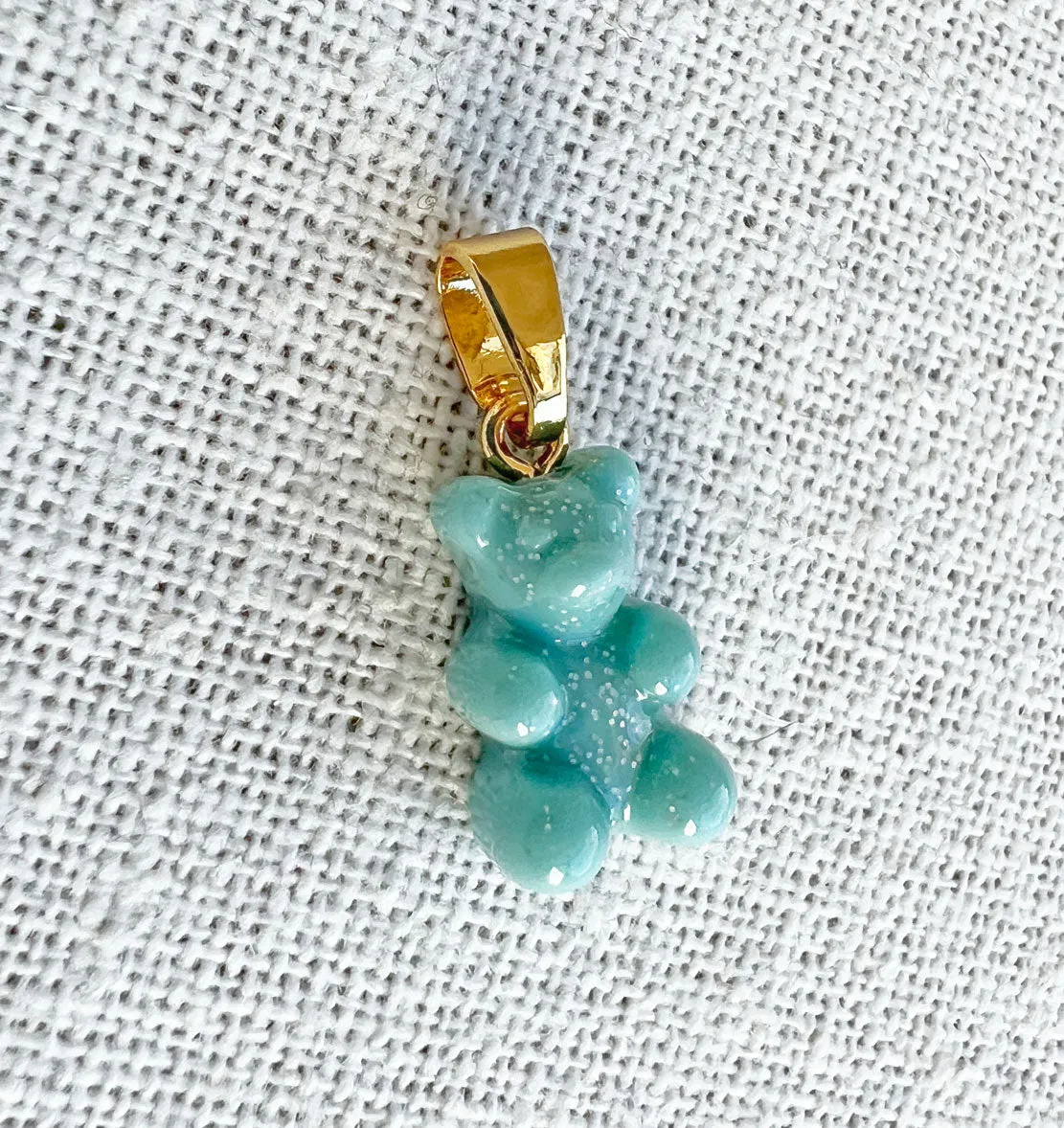 Nostalgia Bear Glitter Pendant, Gold Connector