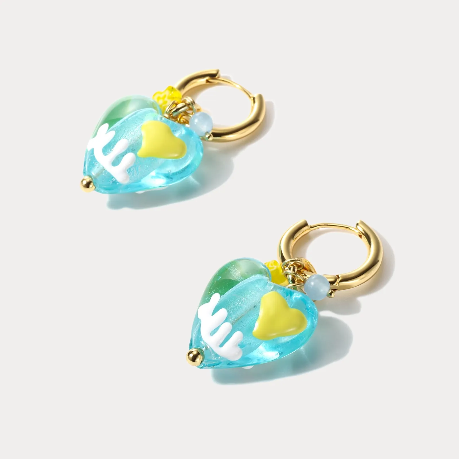 Ocean Heart Glazed Drop Earrings