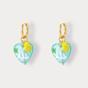 Ocean Heart Glazed Drop Earrings