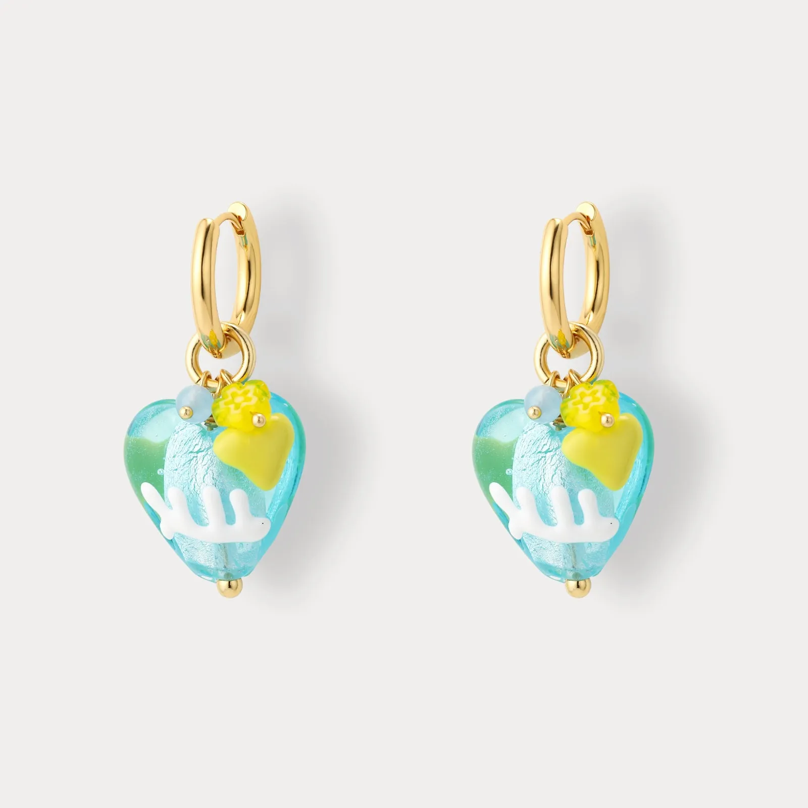 Ocean Heart Glazed Drop Earrings