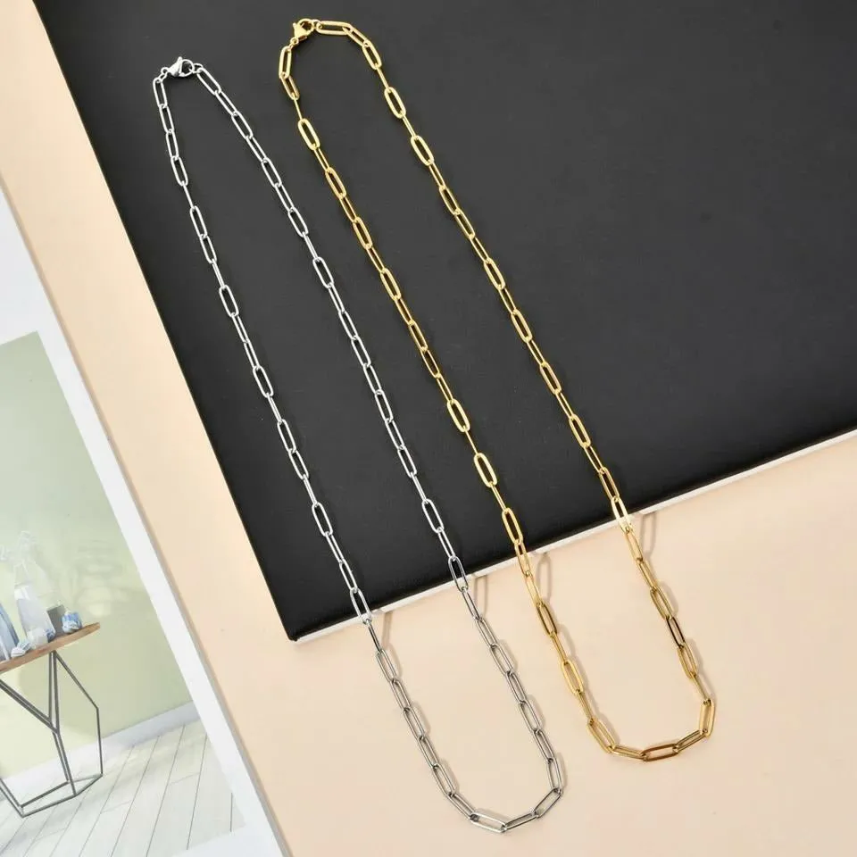 Paper clip Choker to Chain Necklace w/ Bracelet Set