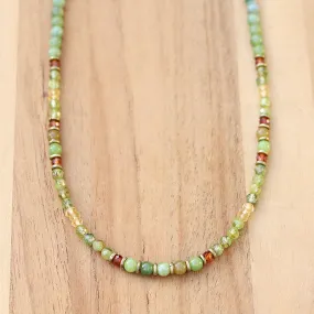 Peridot Jade and Garnet Delicate Necklace