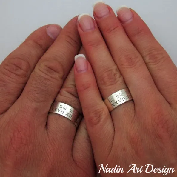 Personalized Couple Rings Sterling Silver Set