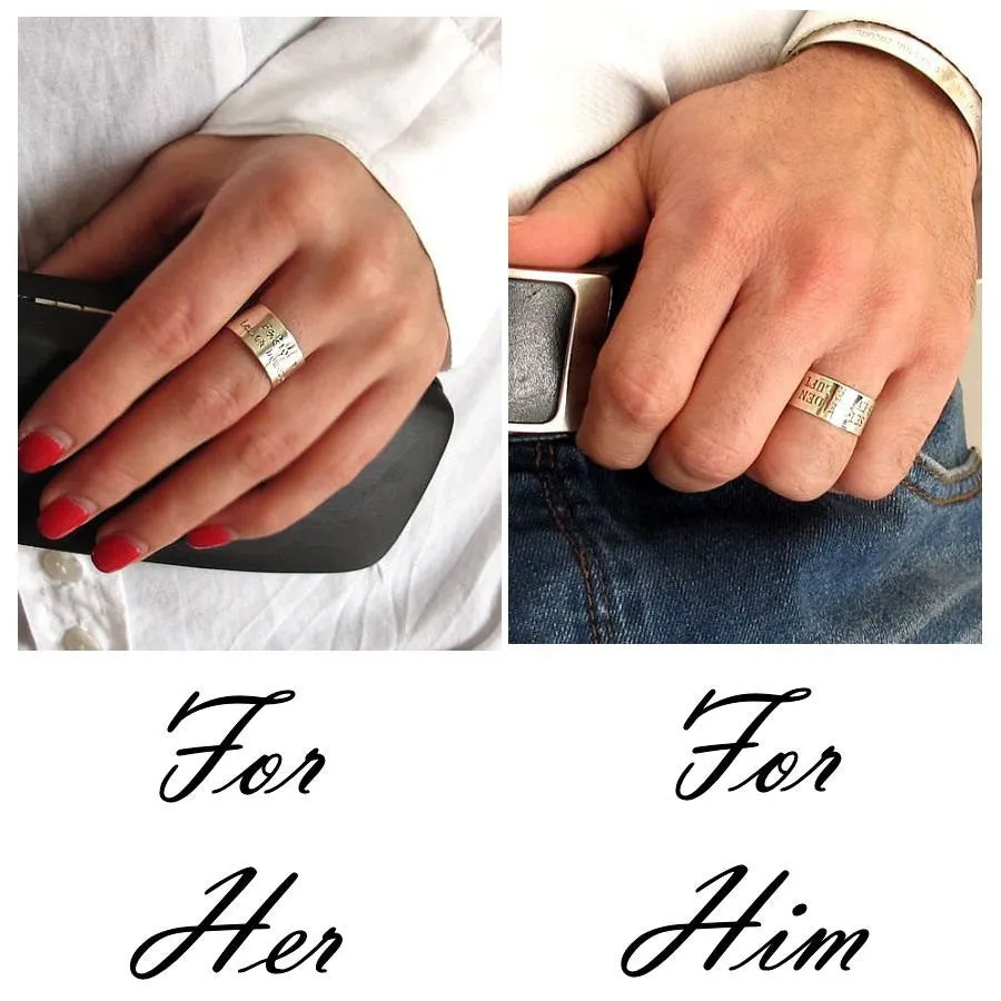 Personalized Couple Rings Sterling Silver Set