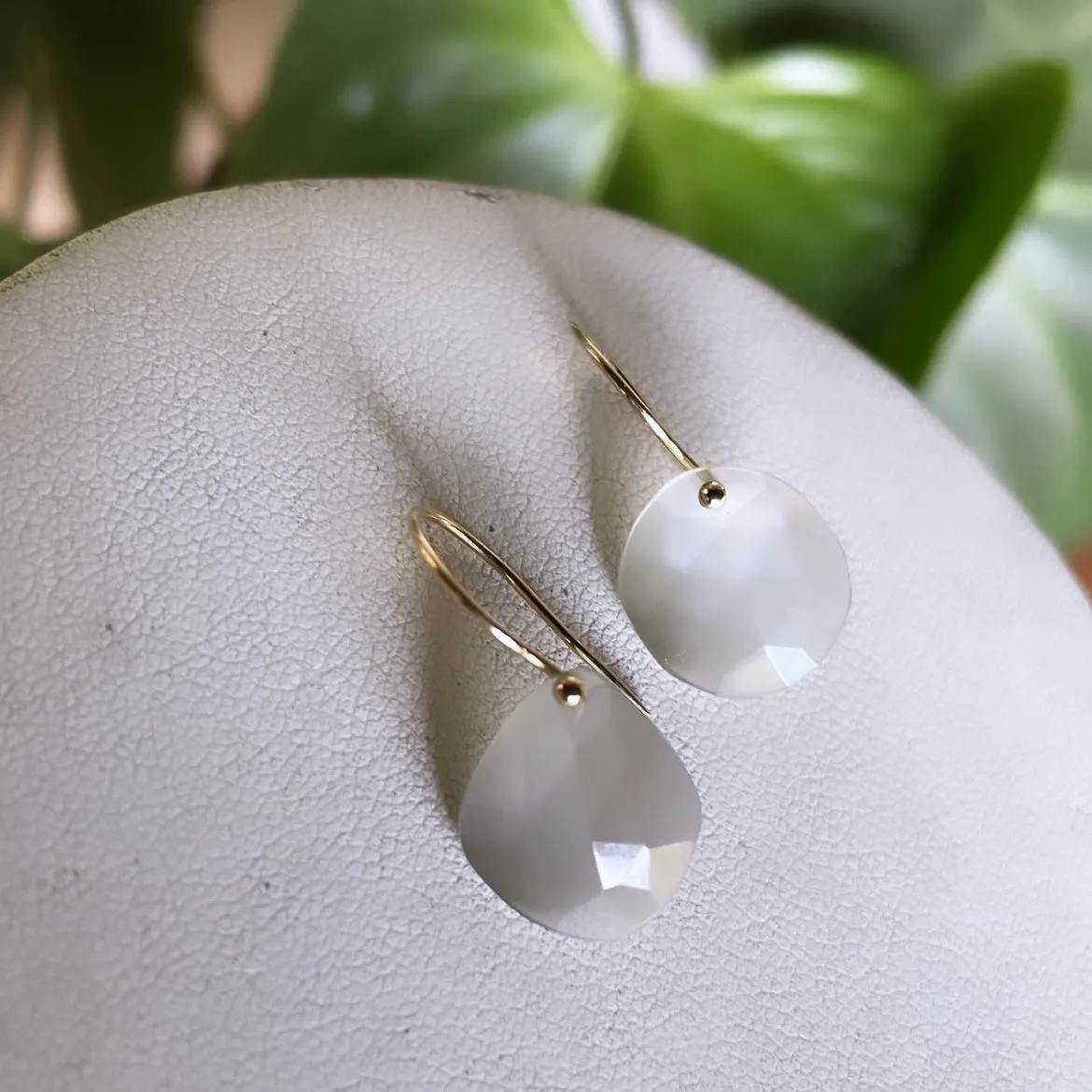 Petite and Wide gray moonstone earrings