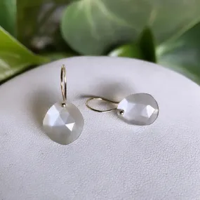 Petite and Wide gray moonstone earrings