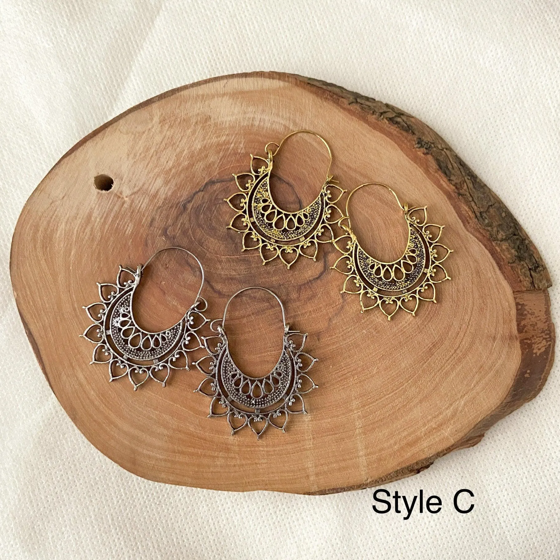 Priya Vintage Metal Earrings - 3 Styles - LAST CHANCE