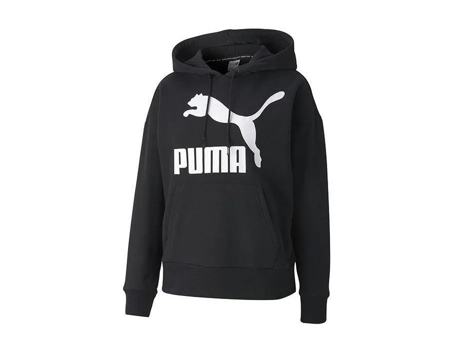 PUMA Classic Logo Hoody Regular Fit Felpa Cappuccio Donna Black 597638 01