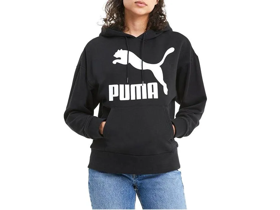 PUMA Classic Logo Hoody Regular Fit Felpa Cappuccio Donna Black 597638 01