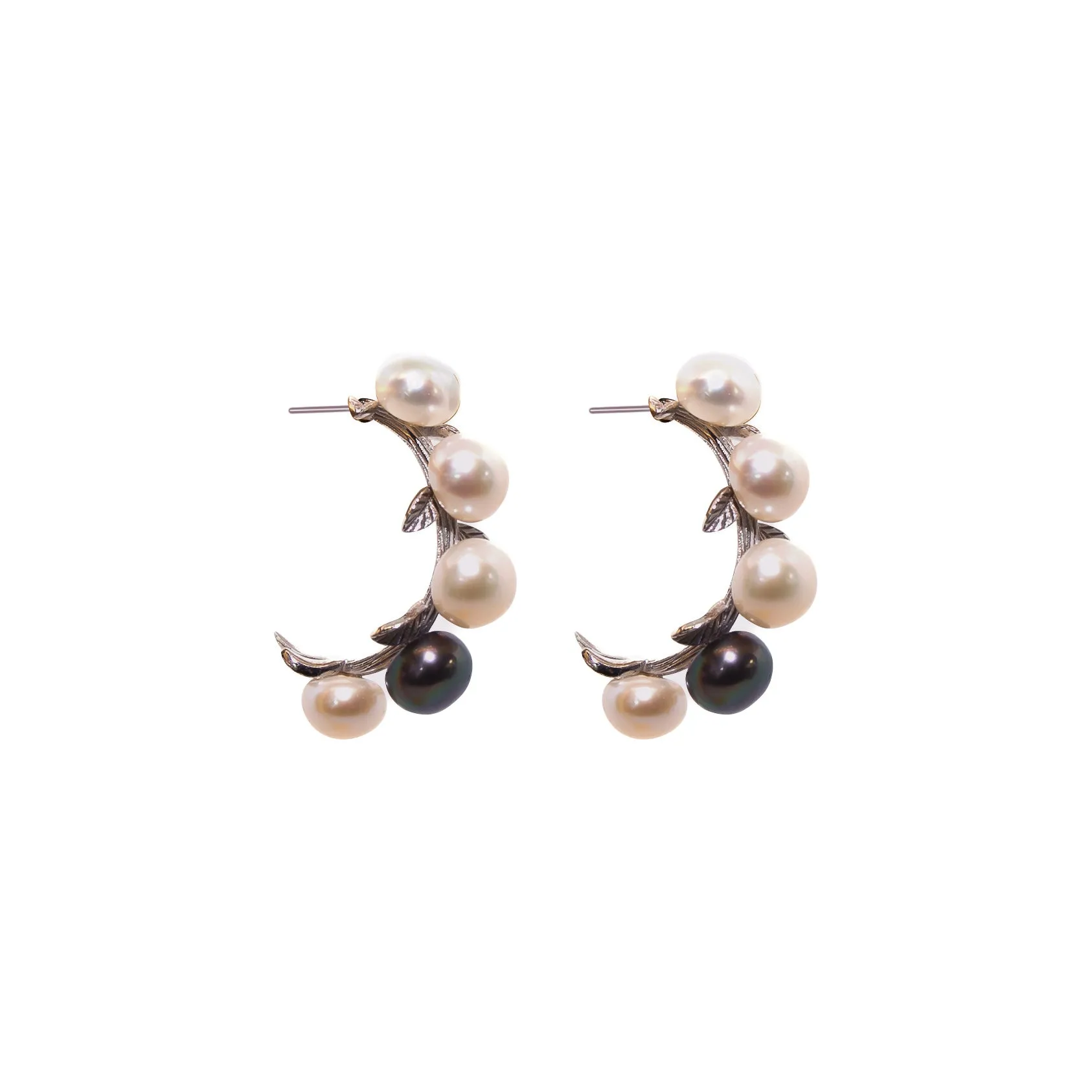 Quintet Pearl Hoop Earrings