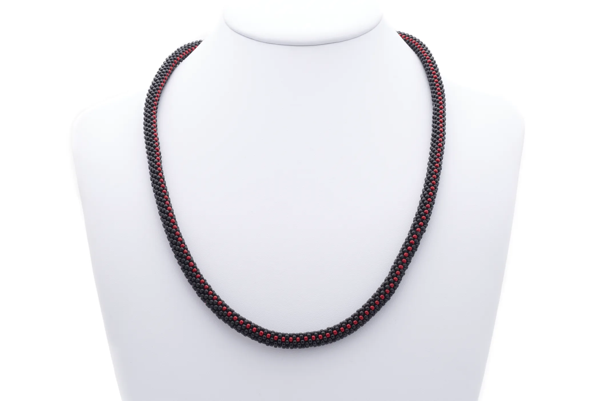 Red Line Necklace | Glass Bead Necklace