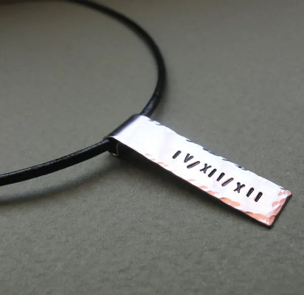 Roman Numeral Date Pendant Necklace