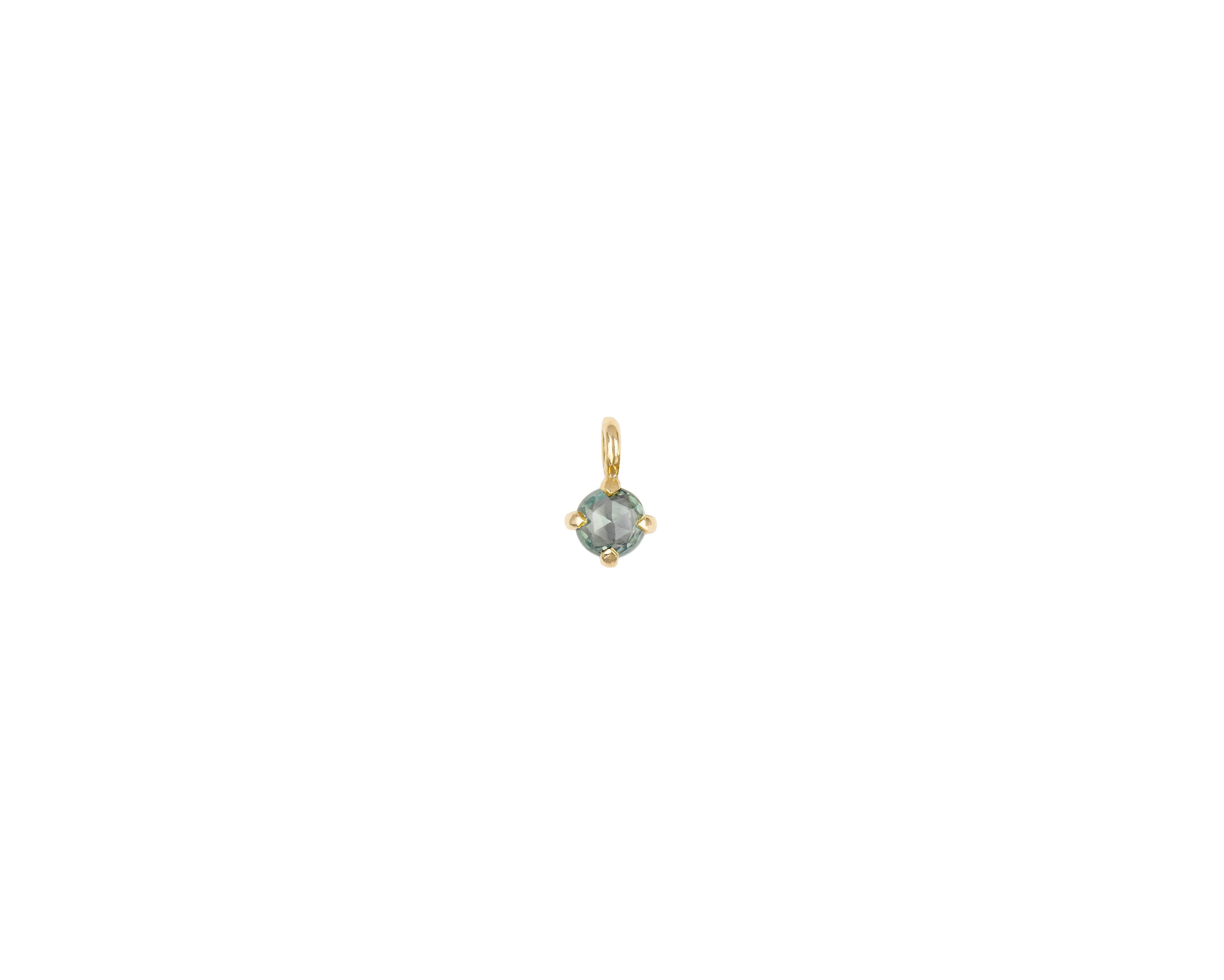 Rose Cut Teal Sapphire Charm