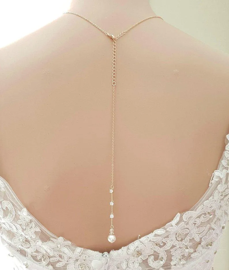 Rose Gold Backdrop Wedding Necklace-Ginger