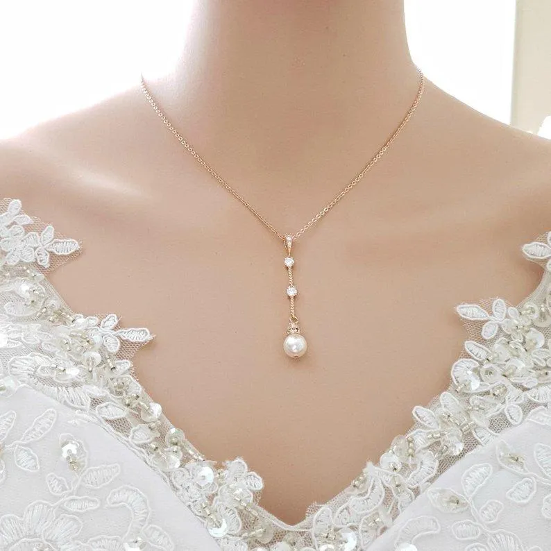 Rose Gold Backdrop Wedding Necklace-Ginger