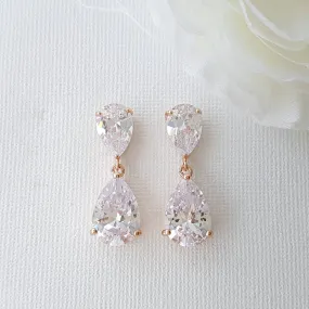 Rose Gold Diamante Earrings-Clara