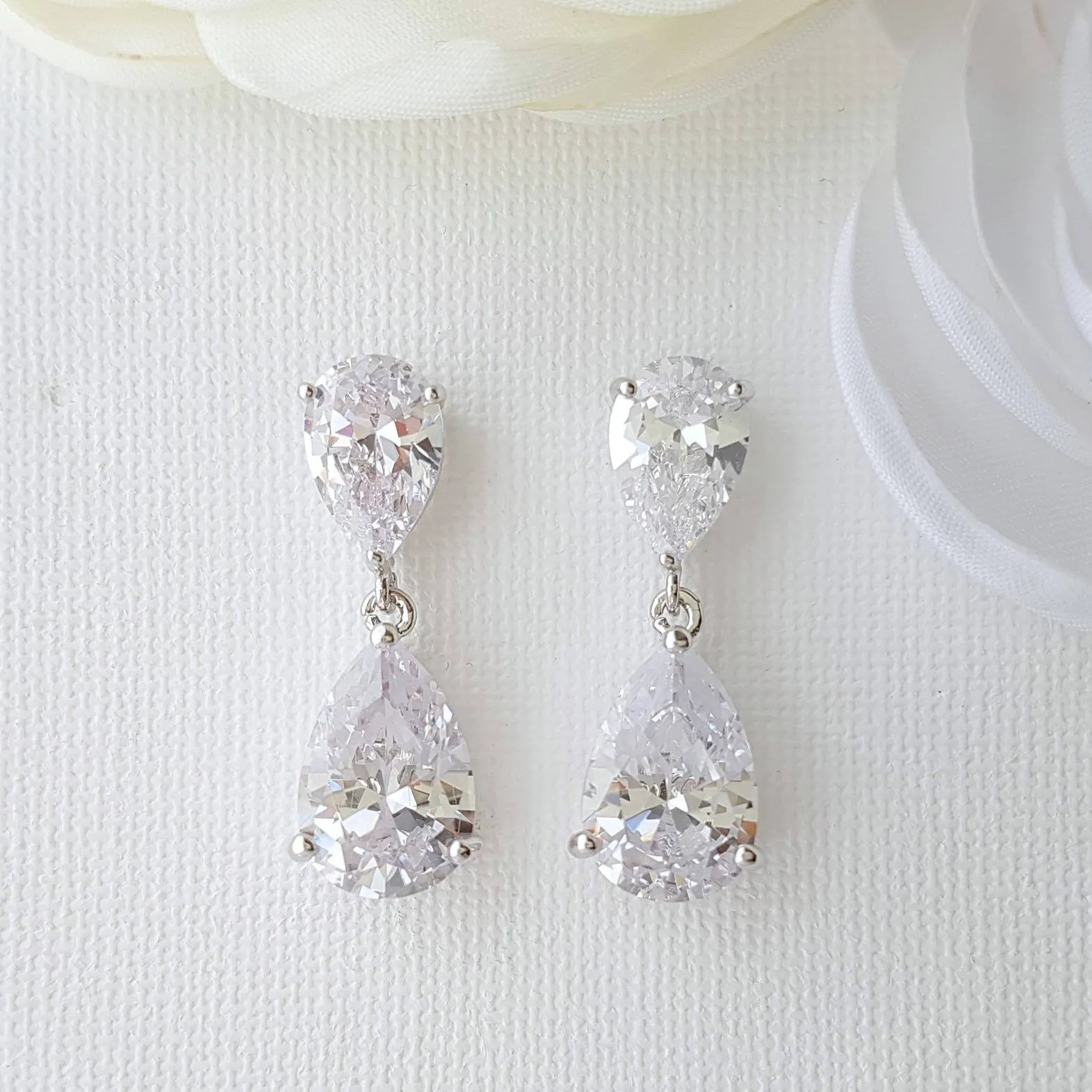 Rose Gold Diamante Earrings-Clara