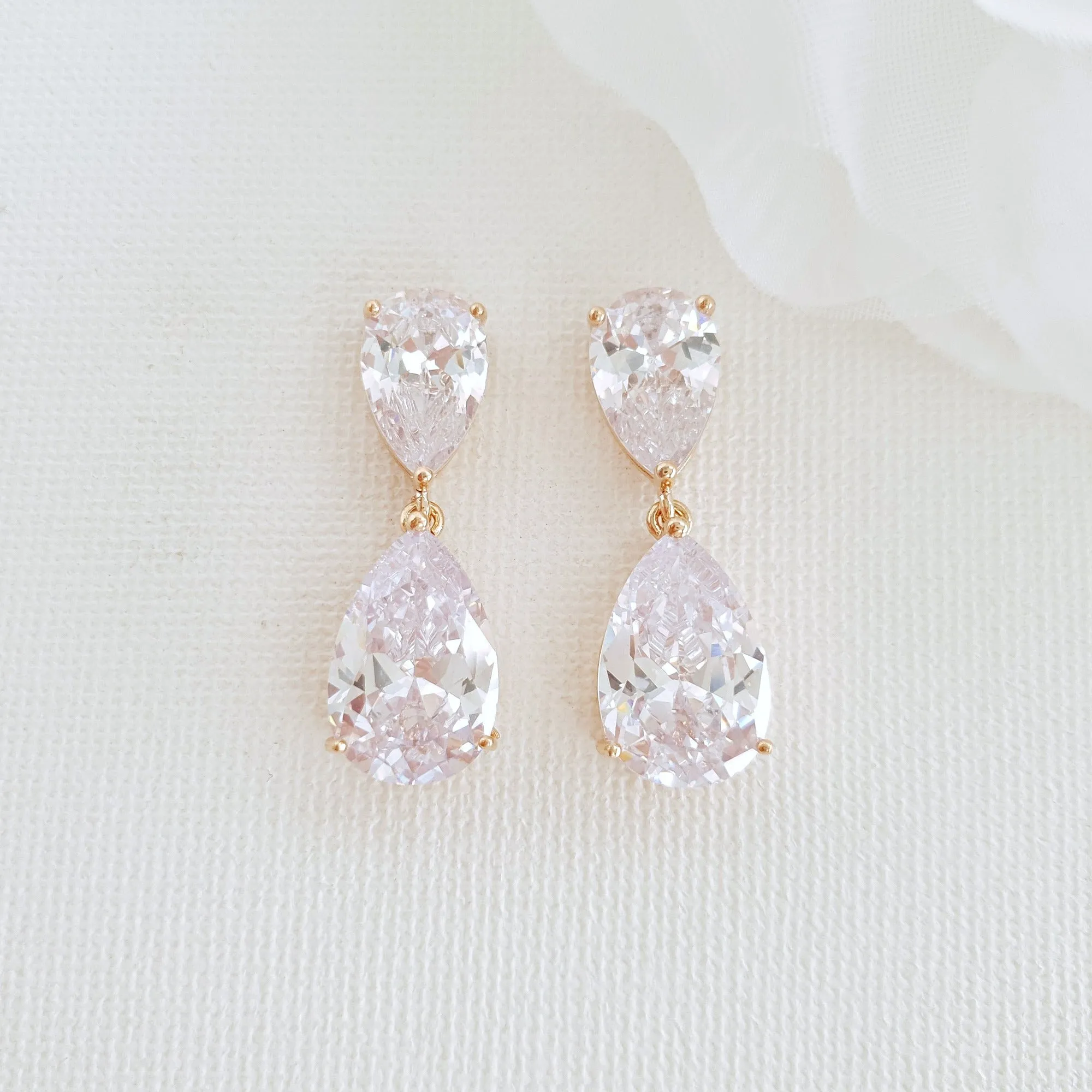 Rose Gold Diamante Earrings-Clara