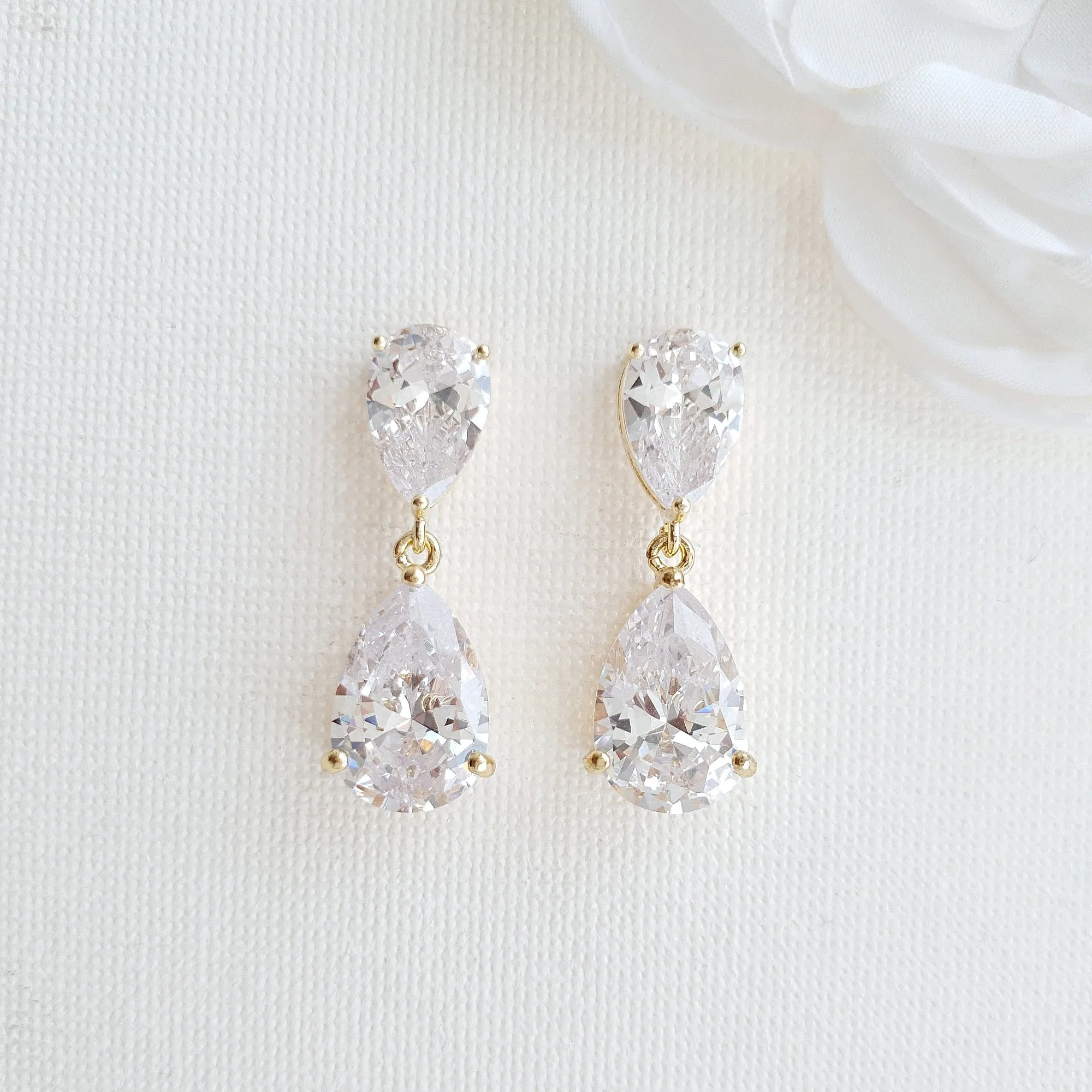 Rose Gold Diamante Earrings-Clara