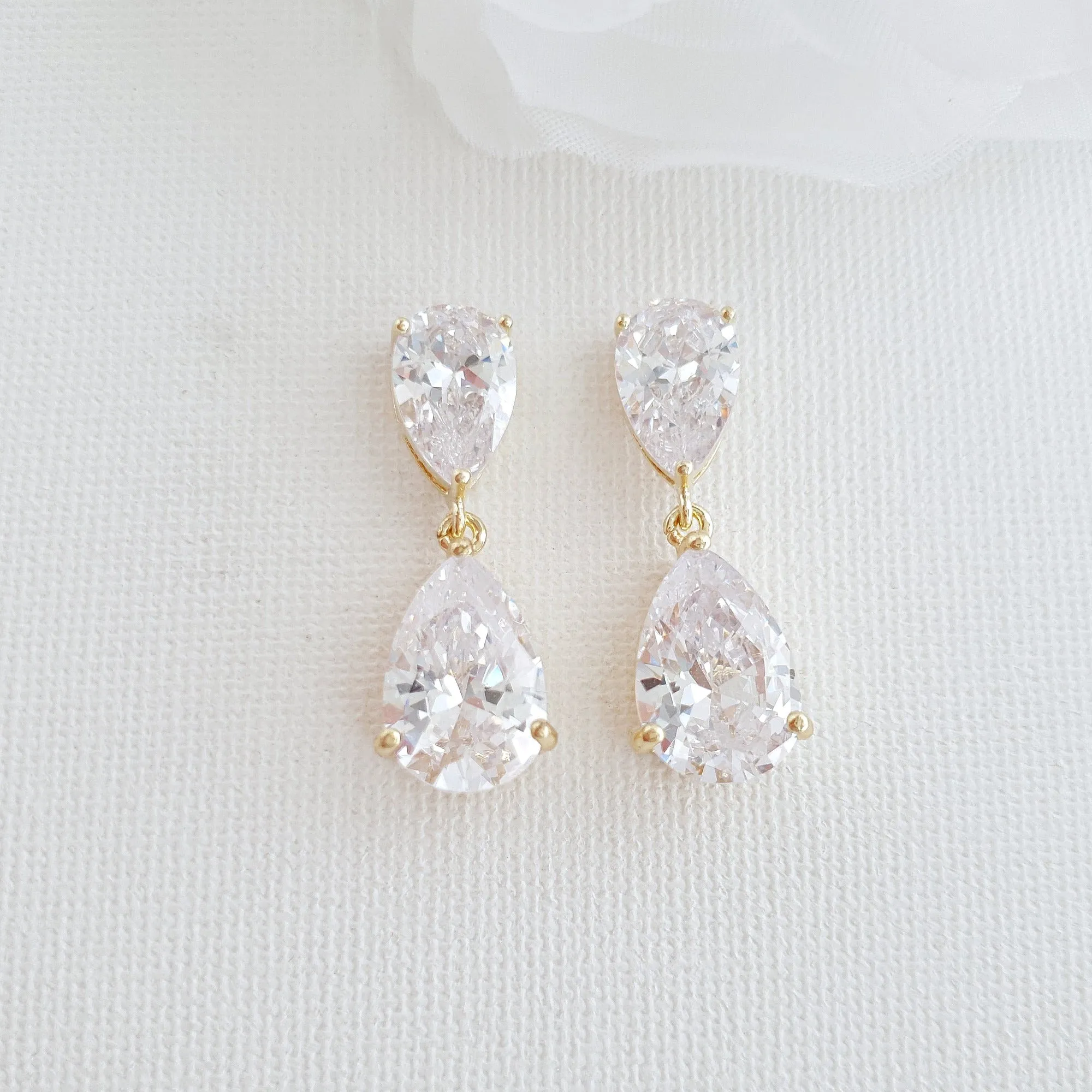 Rose Gold Diamante Earrings-Clara