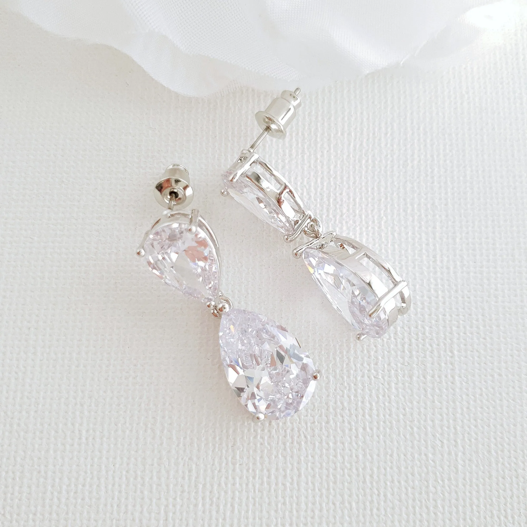 Rose Gold Diamante Earrings-Clara