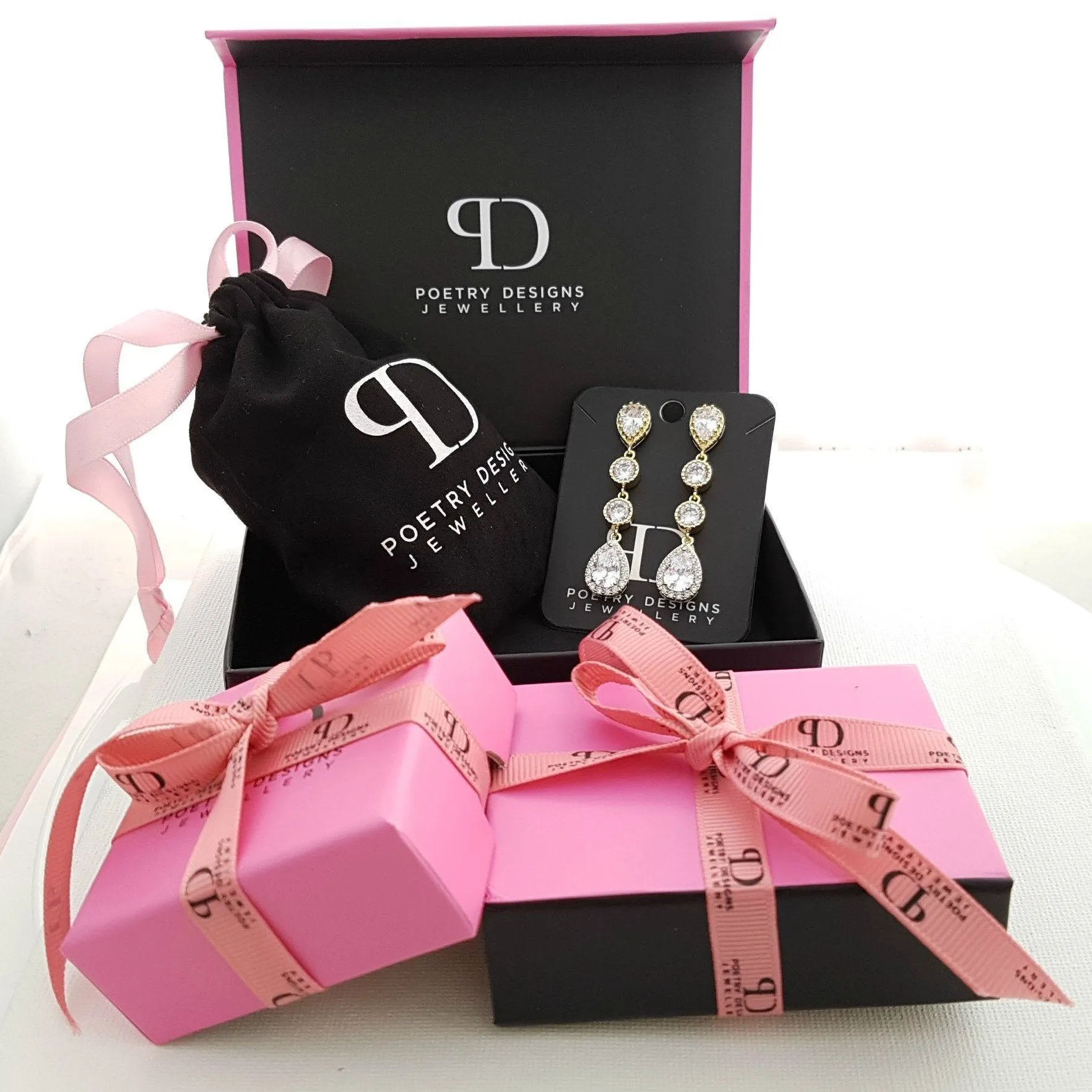 Rose Gold Diamante Earrings-Clara