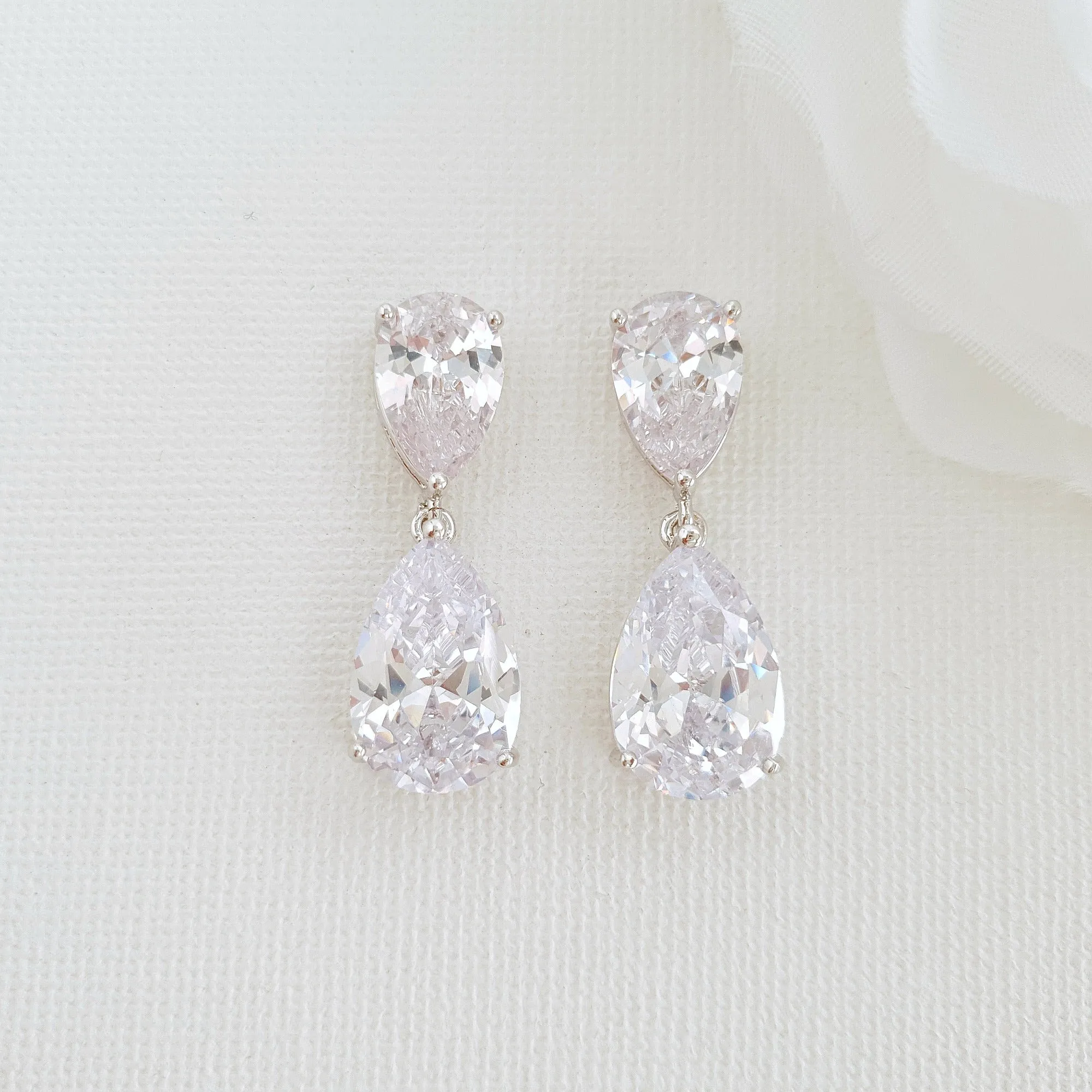 Rose Gold Diamante Earrings-Clara