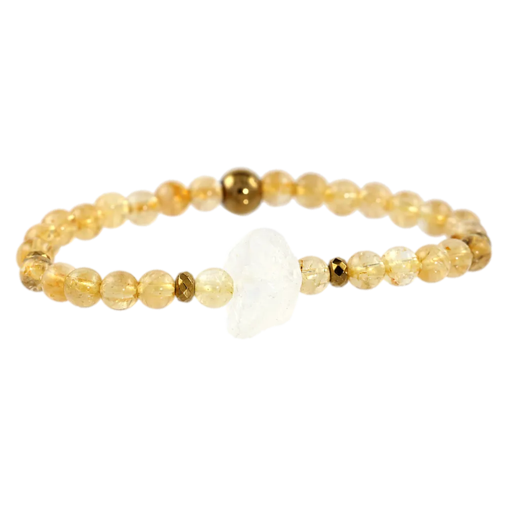 Rough Clear Quartz & Citrine Gemstone Bracelet