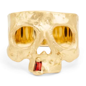 Ruby Snaggletooth Skull Ring - Made to Order