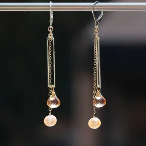 Sand and the Sea - Quartz and Pearl Silver Drop Earrings