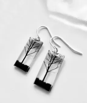 Small City Tree  Drop Dangle Earrings