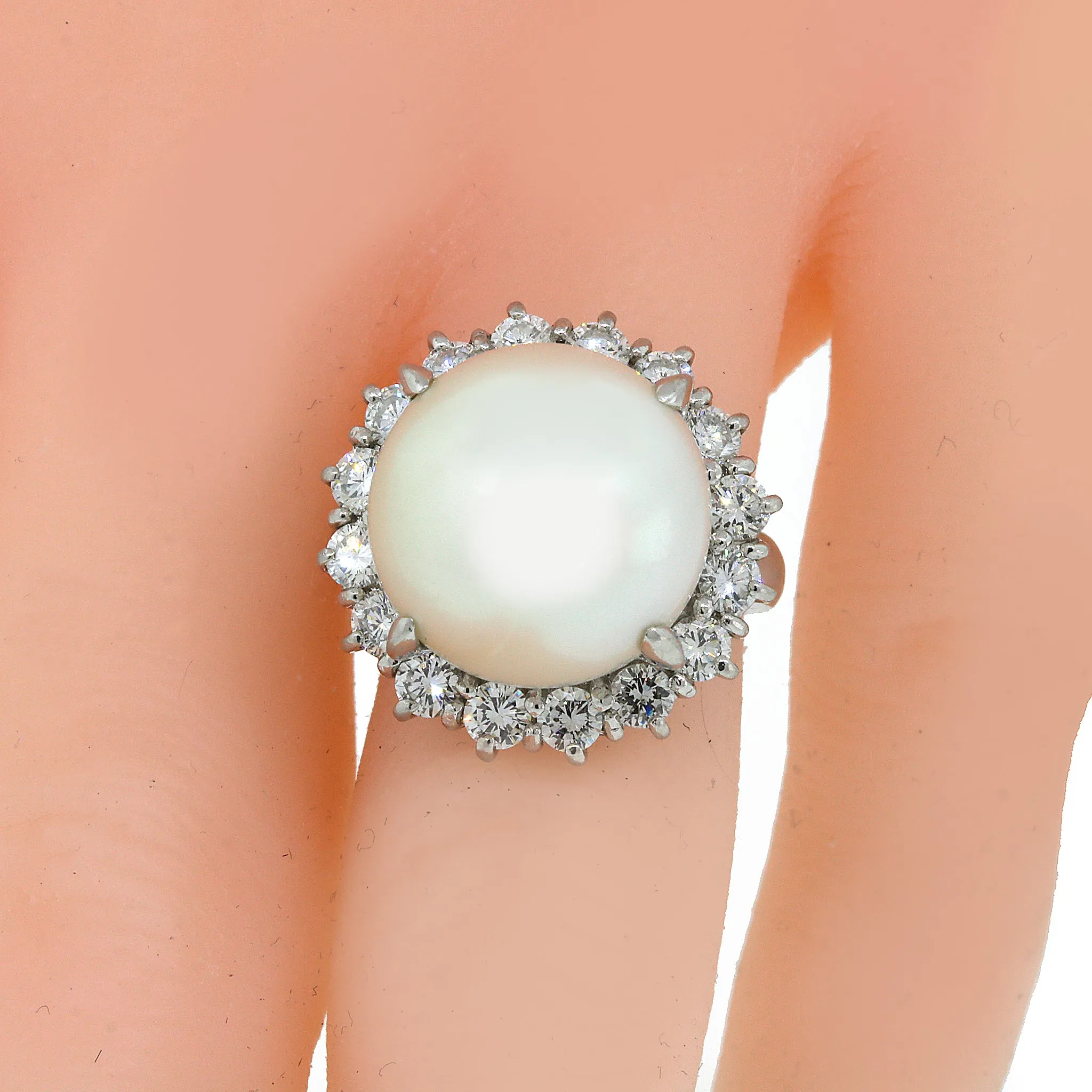 South Sea Pearl & Diamond Platinum Cocktail Ring