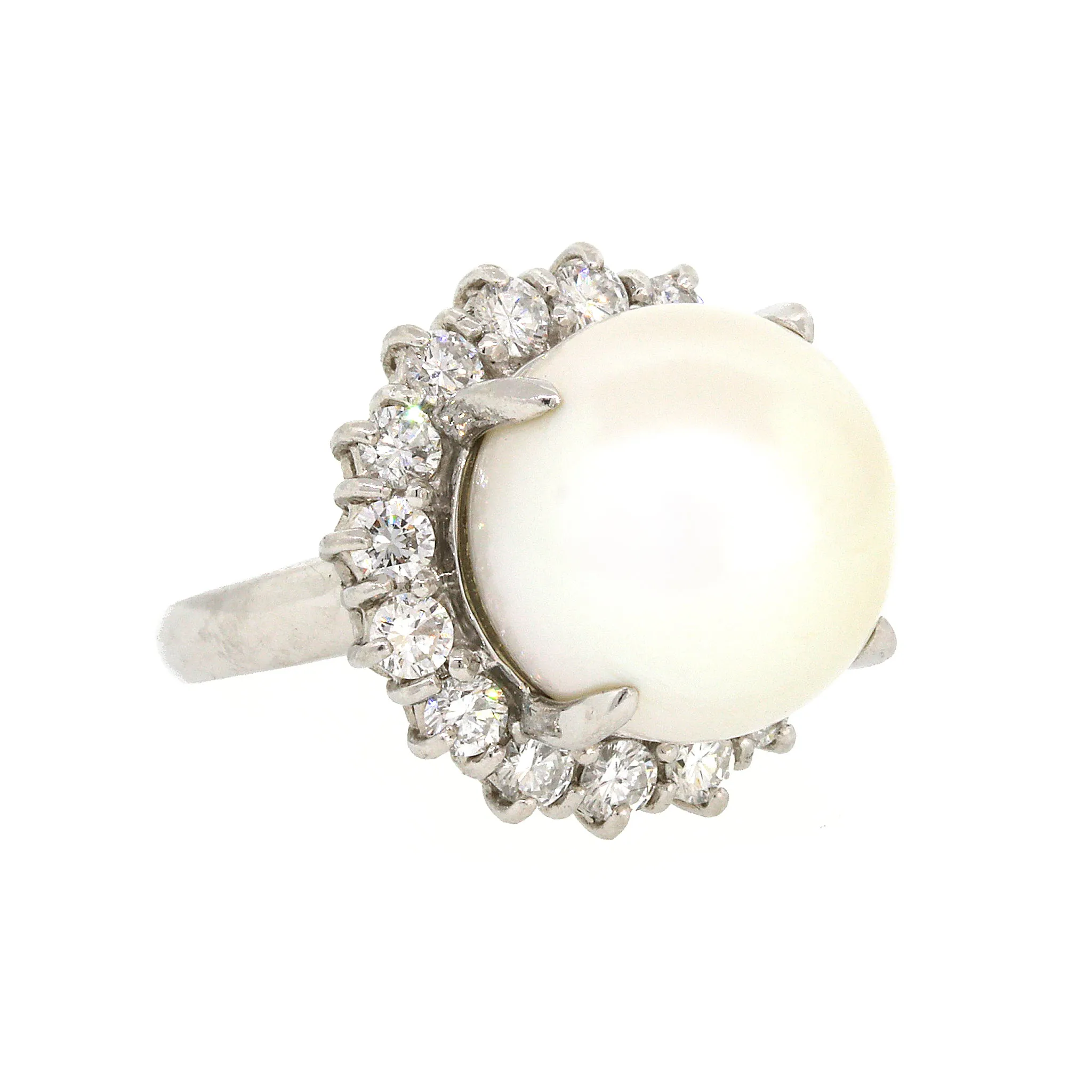 South Sea Pearl & Diamond Platinum Cocktail Ring