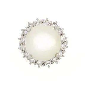 South Sea Pearl & Diamond Platinum Cocktail Ring