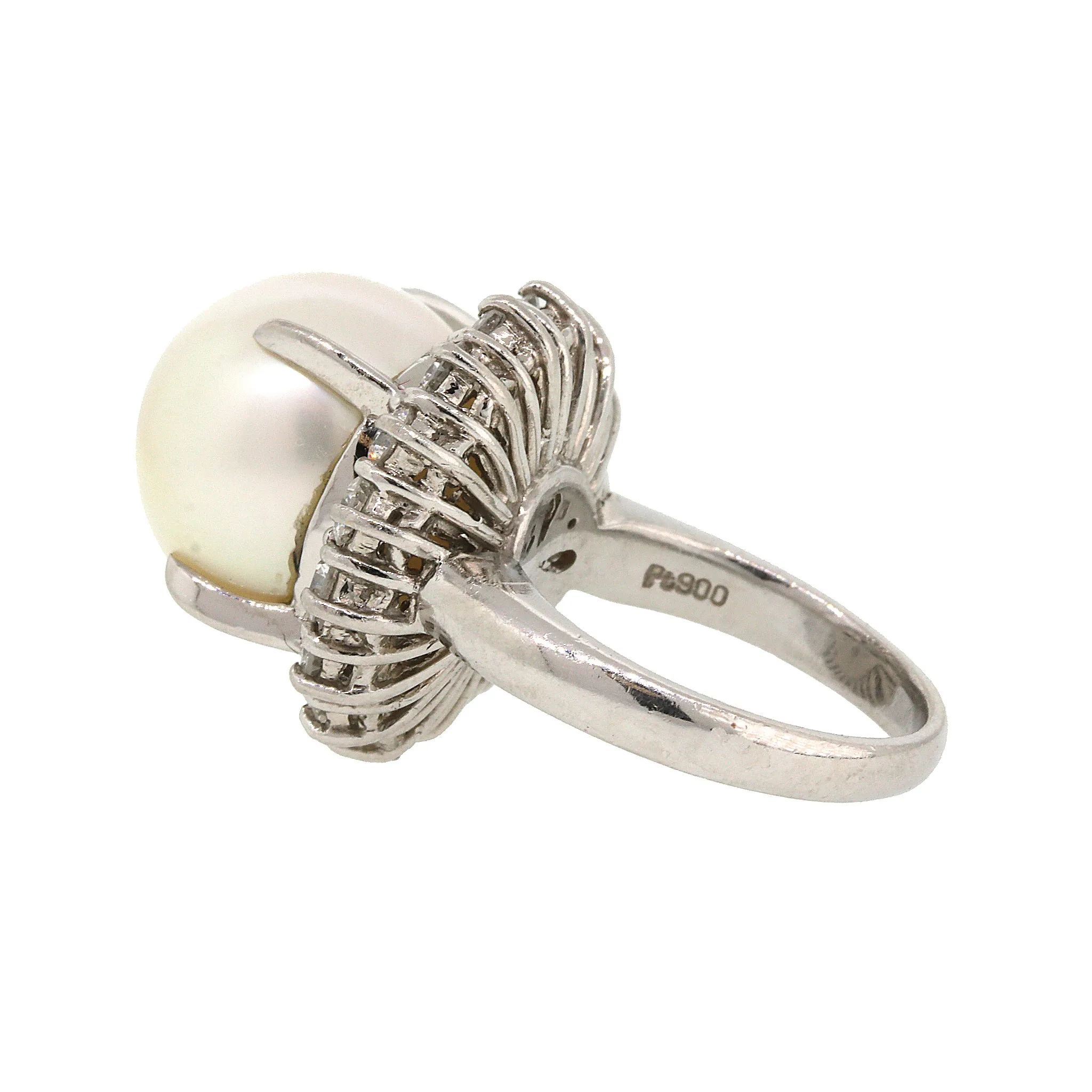 South Sea Pearl & Diamond Platinum Cocktail Ring