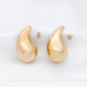 Stainless Steel Teardrop Earrings - Gold