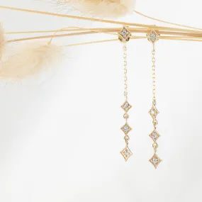 Star Diamond Chain Drop Earrings