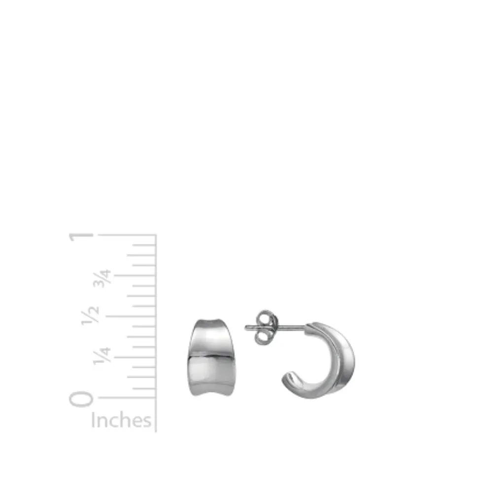 Sterling Silver Tapered J Hoop Earrings