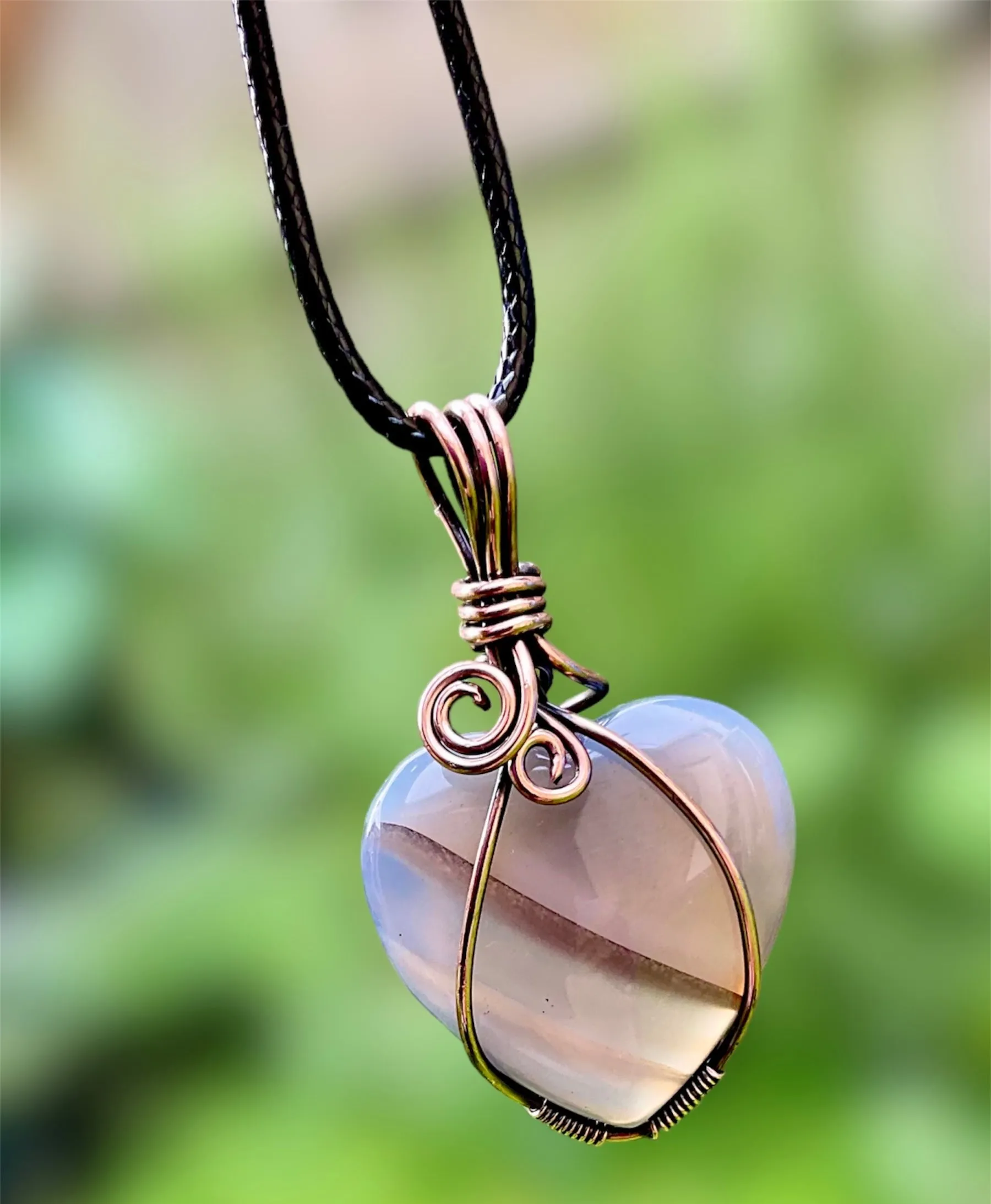 Striped Agate Heart Shaped Pendant