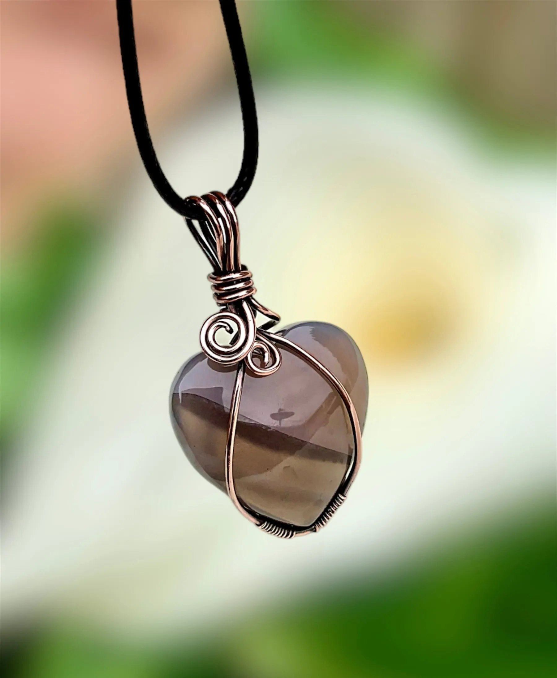 Striped Agate Heart Shaped Pendant