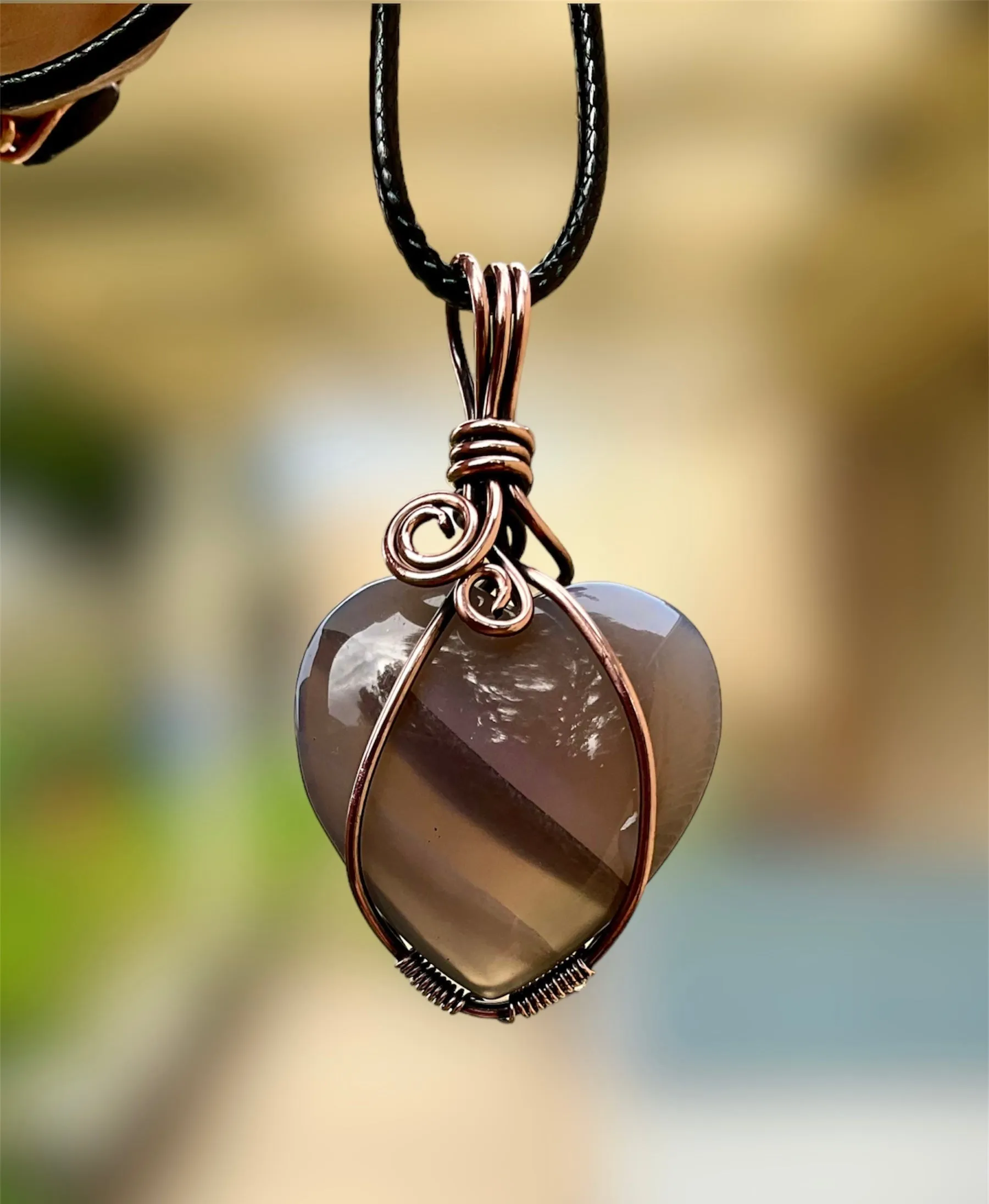 Striped Agate Heart Shaped Pendant