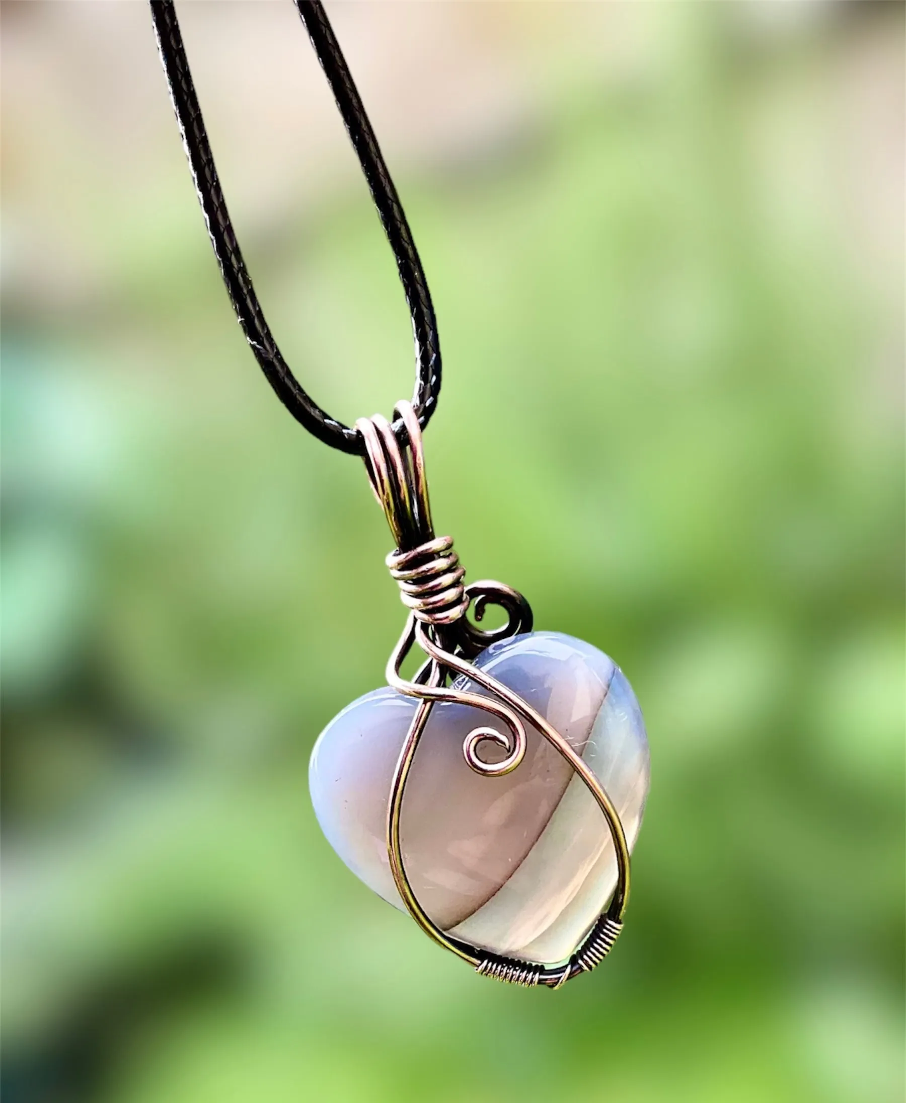 Striped Agate Heart Shaped Pendant