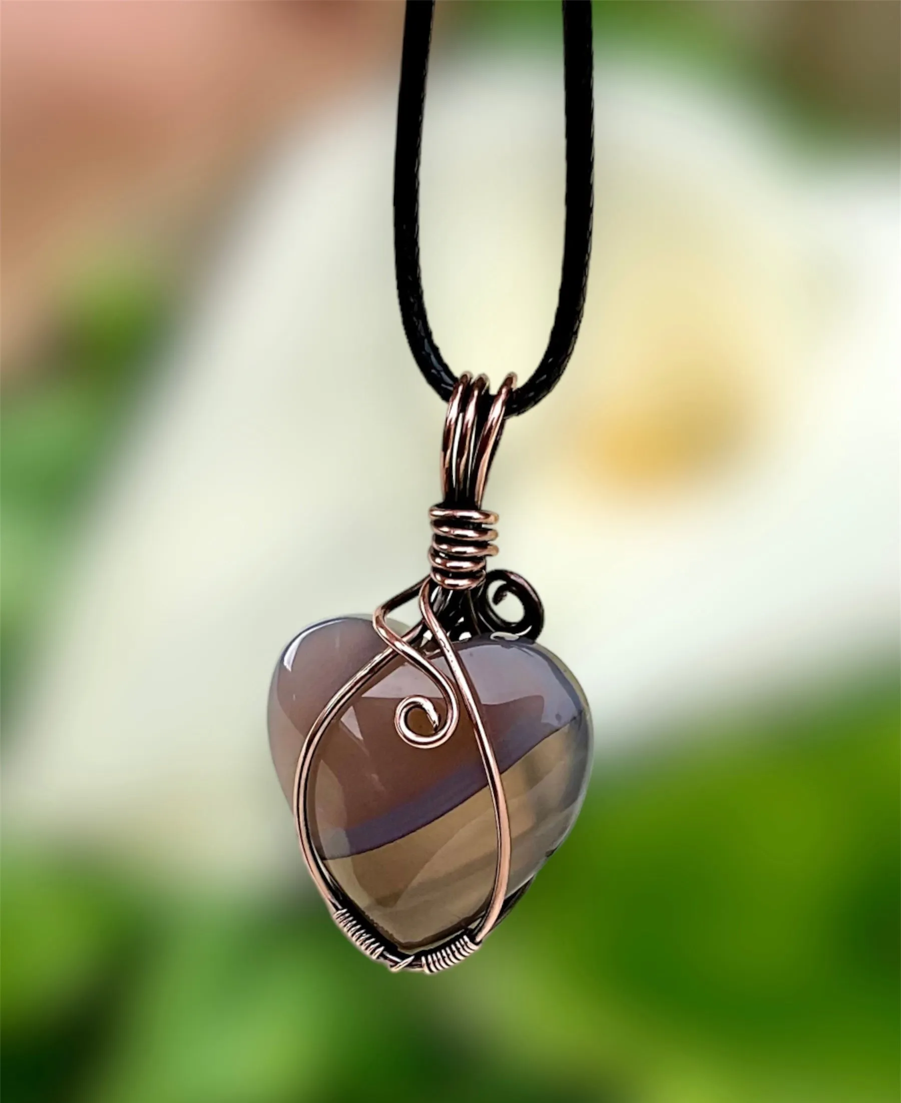 Striped Agate Heart Shaped Pendant